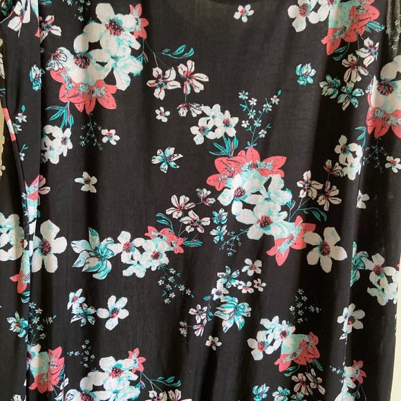 Large 2 Dye 4 Black with blue and pink flower casual summer dress - Picture 3 of 13
